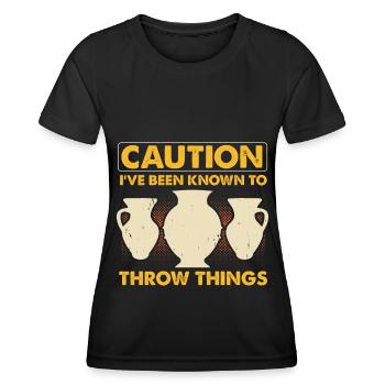 Sculpture de poterie en céramique - T-shirt sport Femme - noir - Devant - AI Model Female 172 light (172cm)