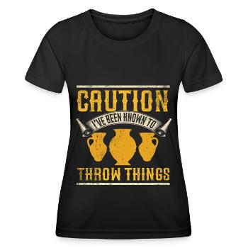 Sculpture de poterie en céramique - T-shirt sport Femme - noir - Devant - AI Model Female 172 light (172cm)