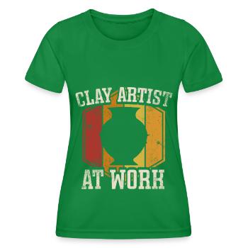 Sculpture de poterie en céramique - T-shirt sport Femme - vert - Devant - AI Model Female 172 dark (172cm)