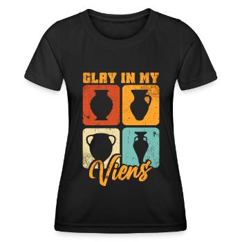 Sculpture de poterie en céramique - T-shirt sport Femme - noir - Devant - AI Model Female 172 light (172cm)