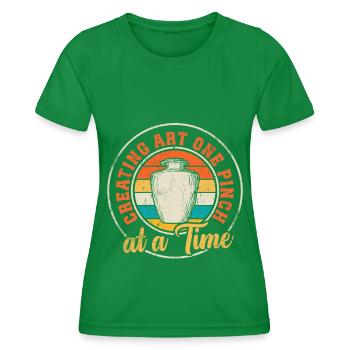 Sculpture de poterie en céramique - T-shirt sport Femme - vert - Devant - AI Model Female 172 dark (172cm)