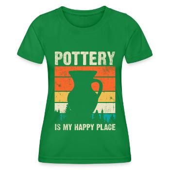 Sculpture de poterie en céramique - T-shirt sport Femme - vert - Devant - AI Model Female 172 dark (172cm)