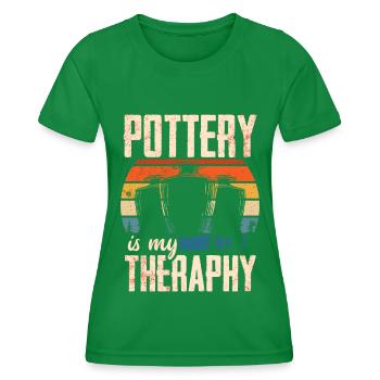 Sculpture de poterie en céramique - T-shirt sport Femme - vert - Devant - AI Model Female 172 dark (172cm)