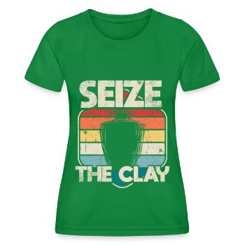 Sculpture de poterie en céramique - T-shirt sport Femme - vert - Devant - AI Model Female 172 dark (172cm)