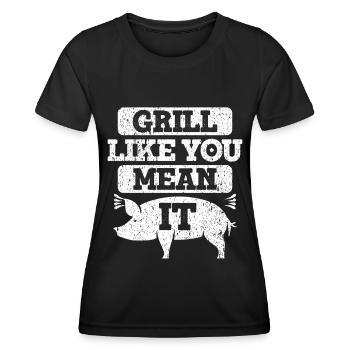Grill Grillgrill Schweinefleisch - Frauen Funktions-T-Shirt - Schwarz - Vorne - AI Model Female 172 light (172cm)