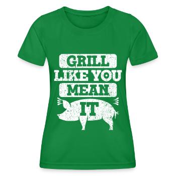 Grill Pork - Women's Functional T-Shirt - kelly green - Front - AI Model Female 172 dark (172cm)