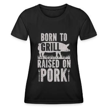 Grill Grillgrill Schweinefleisch - Frauen Funktions-T-Shirt - Schwarz - Vorne - AI Model Female 172 light (172cm)