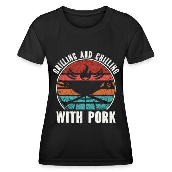 Grill Grillgrill Schweinefleisch - Frauen Funktions-T-Shirt - Schwarz - Vorne - AI Model Female 172 light (172cm)