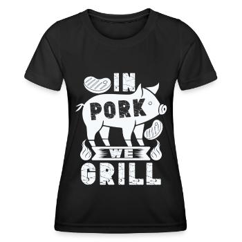 Grill Grillgrill Schweinefleisch - Frauen Funktions-T-Shirt - Schwarz - Vorne - AI Model Female 172 light (172cm)