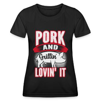 Grill Grillgrill Schweinefleisch - Frauen Funktions-T-Shirt - Schwarz - Vorne - AI Model Female 172 light (172cm)