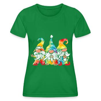 Trois Gnomes Hippies Groovy Bandage Dye Gnomies - T-shirt sport Femme - vert - Devant - AI Model Female 172 dark (172cm)