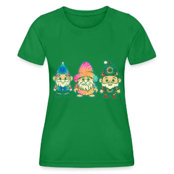 Trois Gnomes Hippies Groovy Bandage Dye Gnomies - T-shirt sport Femme - vert - Devant - AI Model Female 172 dark (172cm)
