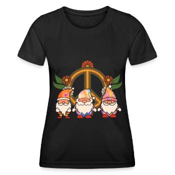 Trois Gnomes Hippies Groovy Bandage Dye Gnomies - T-shirt sport Femme - noir - Devant - AI Model Female 172 light (172cm)
