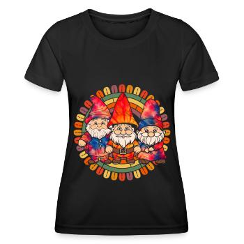 Trois Gnomes Hippies Groovy Bandage Dye Gnomies - T-shirt sport Femme - noir - Devant - AI Model Female 172 light (172cm)