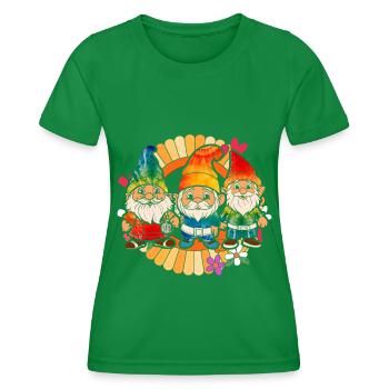 Trois Gnomes Hippies Groovy Bandage Dye Gnomies - T-shirt sport Femme - vert - Devant - AI Model Female 172 dark (172cm)