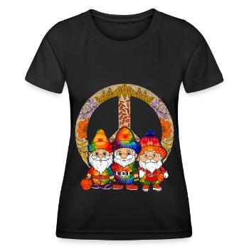 Trois Gnomes Hippies Groovy Bandage Dye Gnomies - T-shirt sport Femme - noir - Devant - AI Model Female 172 light (172cm)