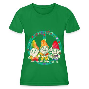 Trois Gnomes Hippies Groovy Bandage Dye Gnomies - T-shirt sport Femme - vert - Devant - AI Model Female 172 dark (172cm)