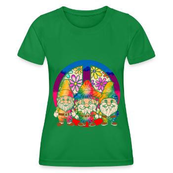 Trois Gnomes Hippies Groovy Bandage Dye Gnomies - T-shirt sport Femme - vert - Devant - AI Model Female 172 dark (172cm)