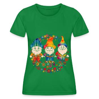 Trois Gnomes Hippies Groovy Bandage Dye Gnomies - T-shirt sport Femme - vert - Devant - AI Model Female 172 dark (172cm)