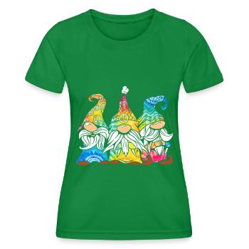 Trois Gnomes Hippies Groovy Bandage Dye Gnomies - T-shirt sport Femme - vert - Devant - AI Model Female 172 dark (172cm)