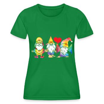 Trois Gnomes Hippies Groovy Bandage Dye Gnomies - T-shirt sport Femme - vert - Devant - AI Model Female 172 dark (172cm)