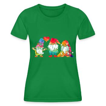 Trois Gnomes Hippies Groovy Bandage Dye Gnomies - T-shirt sport Femme - vert - Devant - AI Model Female 172 dark (172cm)