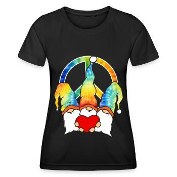 Trois Gnomes Hippies Groovy Bandage Dye Gnomies - T-shirt sport Femme - noir - Devant - AI Model Female 172 light (172cm)