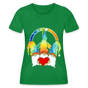 Trois Gnomes Hippies Groovy Bandage Dye Gnomies - T-shirt sport Femme - vert - Devant - AI Model Female 172 dark (172cm)