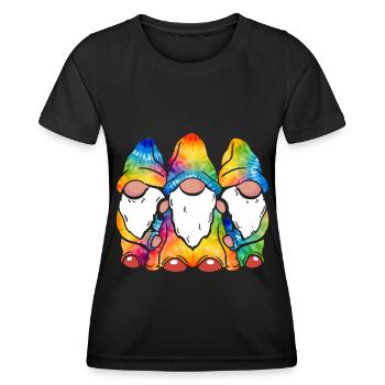 Trois Gnomes Hippies Groovy Bandage Dye Gnomies - T-shirt sport Femme - noir - Devant - AI Model Female 172 light (172cm)