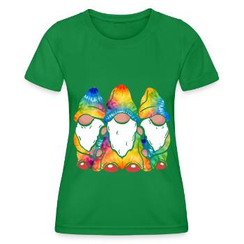 Trois Gnomes Hippies Groovy Bandage Dye Gnomies - T-shirt sport Femme - vert - Devant - AI Model Female 172 dark (172cm)