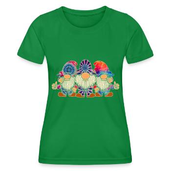 Trois Gnomes Hippies Groovy Bandage Dye Gnomies - T-shirt sport Femme - vert - Devant - AI Model Female 172 dark (172cm)