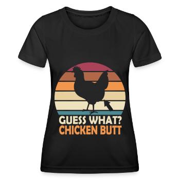Funny Guess What? Chicken Butt! - Women's Functional T-Shirt - black - Front - AI Model Female 172 light (172cm)