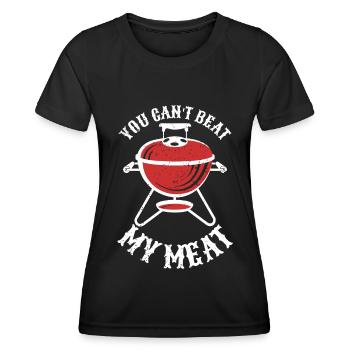 BBQ Smoker Meat Grilling Funny - Women's Functional T-Shirt - black - Front - AI Model Female 172 light (172cm)