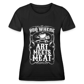 BBQ Fumoir Viande Grillades Drôle - T-shirt sport Femme - noir - Devant - AI Model Female 172 light (172cm)