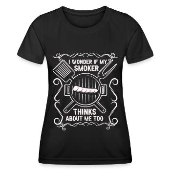 BBQ Fumoir Viande Grillades Drôle - T-shirt sport Femme - noir - Devant - AI Model Female 172 light (172cm)