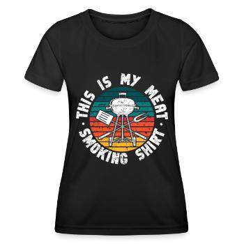 BBQ Smoker Meat Grilling Funny - Women's Functional T-Shirt - black - Front - AI Model Female 172 light (172cm)