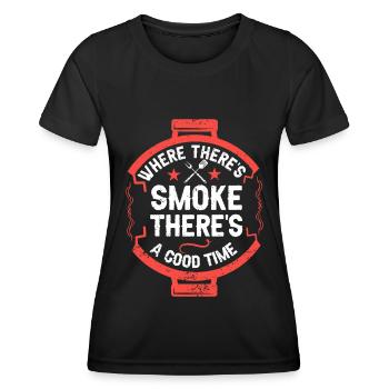 BBQ Fumoir Viande Grillades Drôle - T-shirt sport Femme - noir - Devant - AI Model Female 172 light (172cm)