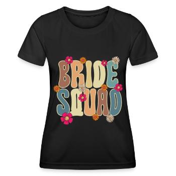 Groovy Braut Hochzeitsfeier Brautblumenblumen - Frauen Funktions-T-Shirt - Schwarz - Vorne - AI Model Female 172 light (172cm)