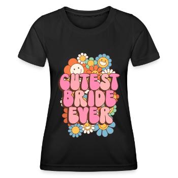 Groovy Braut Hochzeitsfeier Brautblumenblumen - Frauen Funktions-T-Shirt - Schwarz - Vorne - AI Model Female 172 light (172cm)