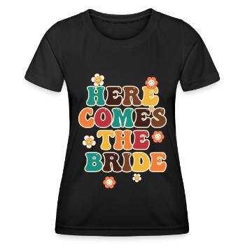 Groovy Braut Hochzeitsfeier Brautblumenblumen - Frauen Funktions-T-Shirt - Schwarz - Vorne - AI Model Female 172 light (172cm)