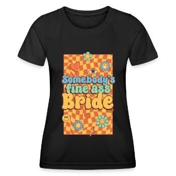Groovy Braut Hochzeitsfeier Brautblumenblumen - Frauen Funktions-T-Shirt - Schwarz - Vorne - AI Model Female 172 light (172cm)