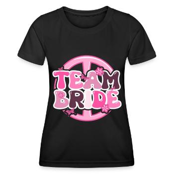 Groovy Braut Hochzeitsfeier Brautblumenblumen - Frauen Funktions-T-Shirt - Schwarz - Vorne - AI Model Female 172 light (172cm)