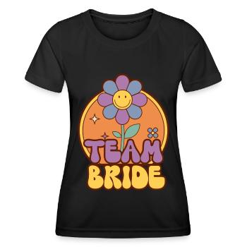 Groovy Braut Hochzeitsfeier Brautblumenblumen - Frauen Funktions-T-Shirt - Schwarz - Vorne - AI Model Female 172 light (172cm)