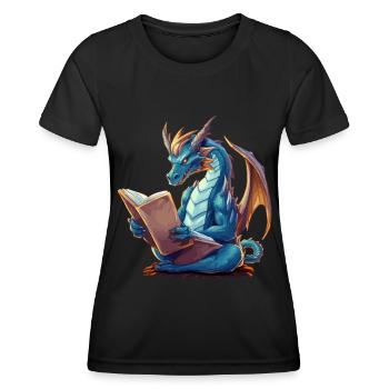 Dragons Und Bücher Nerd Dragon Liebhaber - Frauen Funktions-T-Shirt - Schwarz - Vorne - AI Model Female 172 light (172cm)