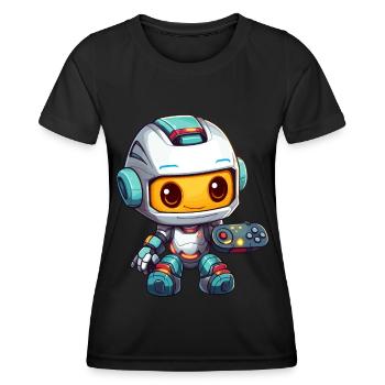 Netter Roboterspieler Lustiger Gaming -Roboter - Frauen Funktions-T-Shirt - Schwarz - Vorne - AI Model Female 172 light (172cm)