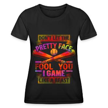 Binden Sie Dye Softball Teen Girls Softballspieler - Frauen Funktions-T-Shirt - Schwarz - Vorne - AI Model Female 172 light (172cm)