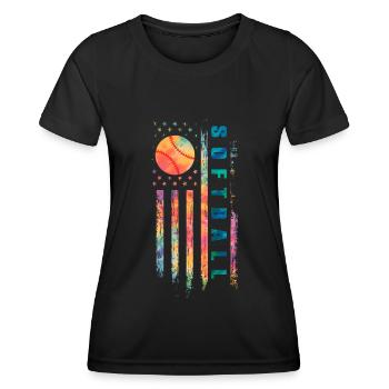 Binden Sie Dye Softball Teen Girls Softballspieler - Frauen Funktions-T-Shirt - Schwarz - Vorne - AI Model Female 172 light (172cm)