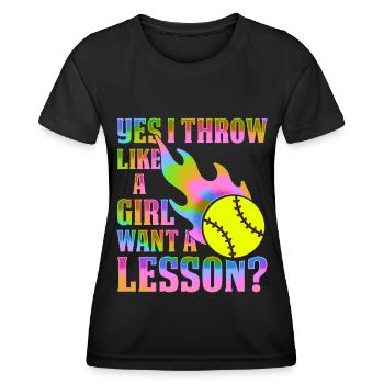Binden Sie Dye Softball Teen Girls Softballspieler - Frauen Funktions-T-Shirt - Schwarz - Vorne - AI Model Female 172 light (172cm)