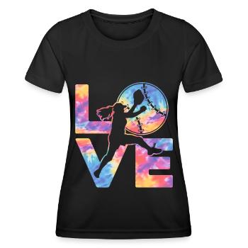 Binden Sie Dye Softball Teen Girls Softballspieler - Frauen Funktions-T-Shirt - Schwarz - Vorne - AI Model Female 172 light (172cm)