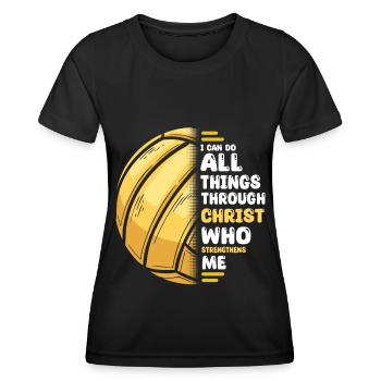 I Can Do All Things Through Christ Volleyball - Women's Functional T-Shirt - black - Front - AI Model Female 172 light (172cm)